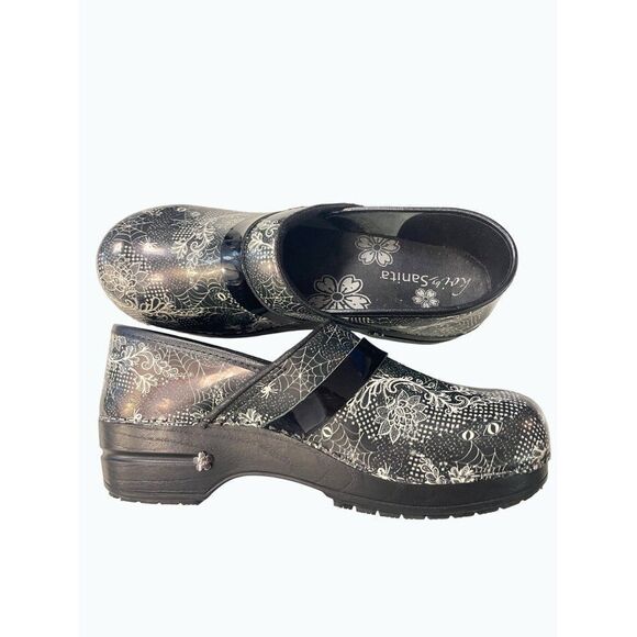Sanita Koi Corinth Clogs Shoes Black Halloween Spider Spooky RARE 42 US 10.5 11 - Picture 4 of 7